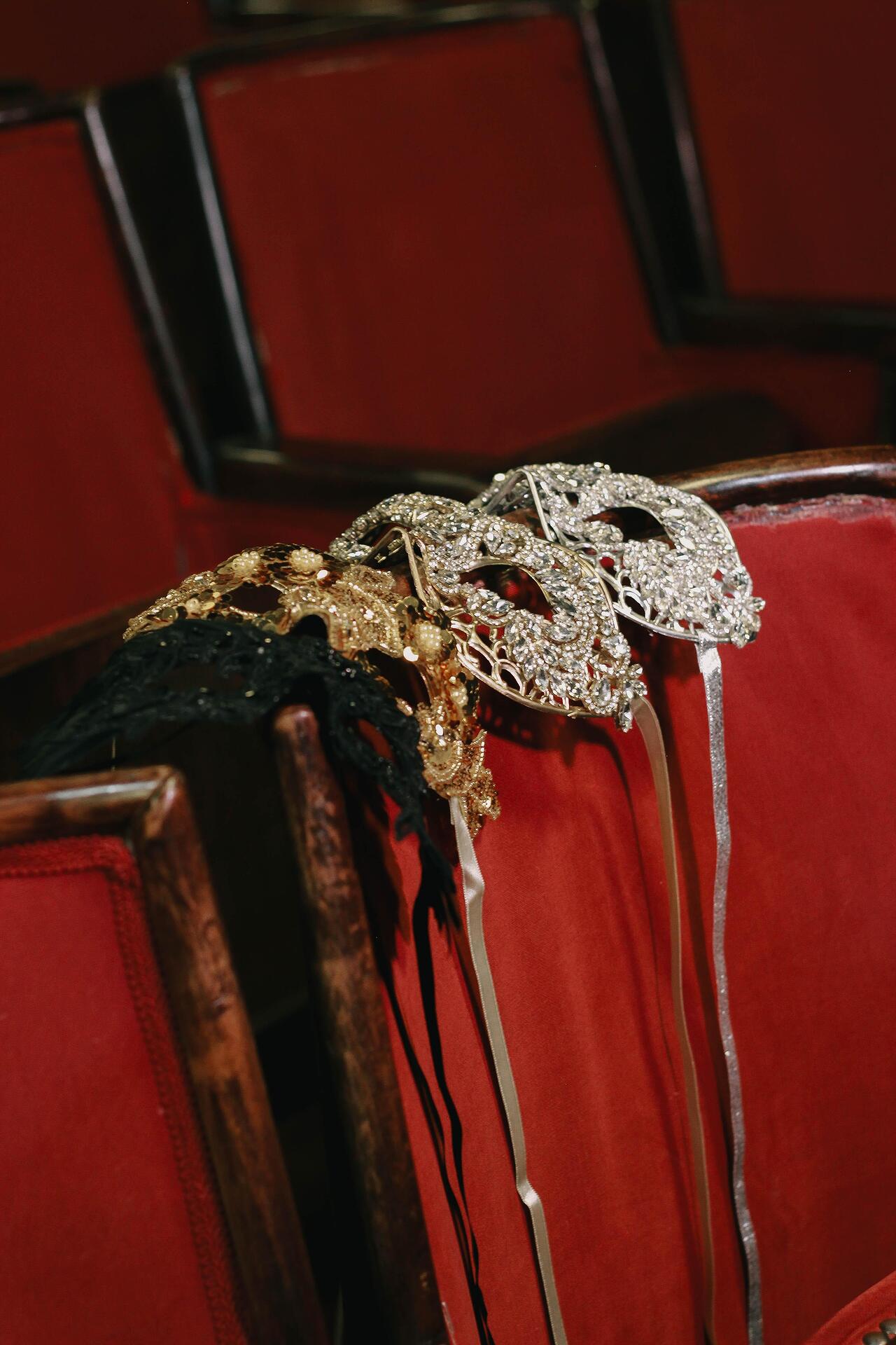 Golden stage mask with stones: Masquerade