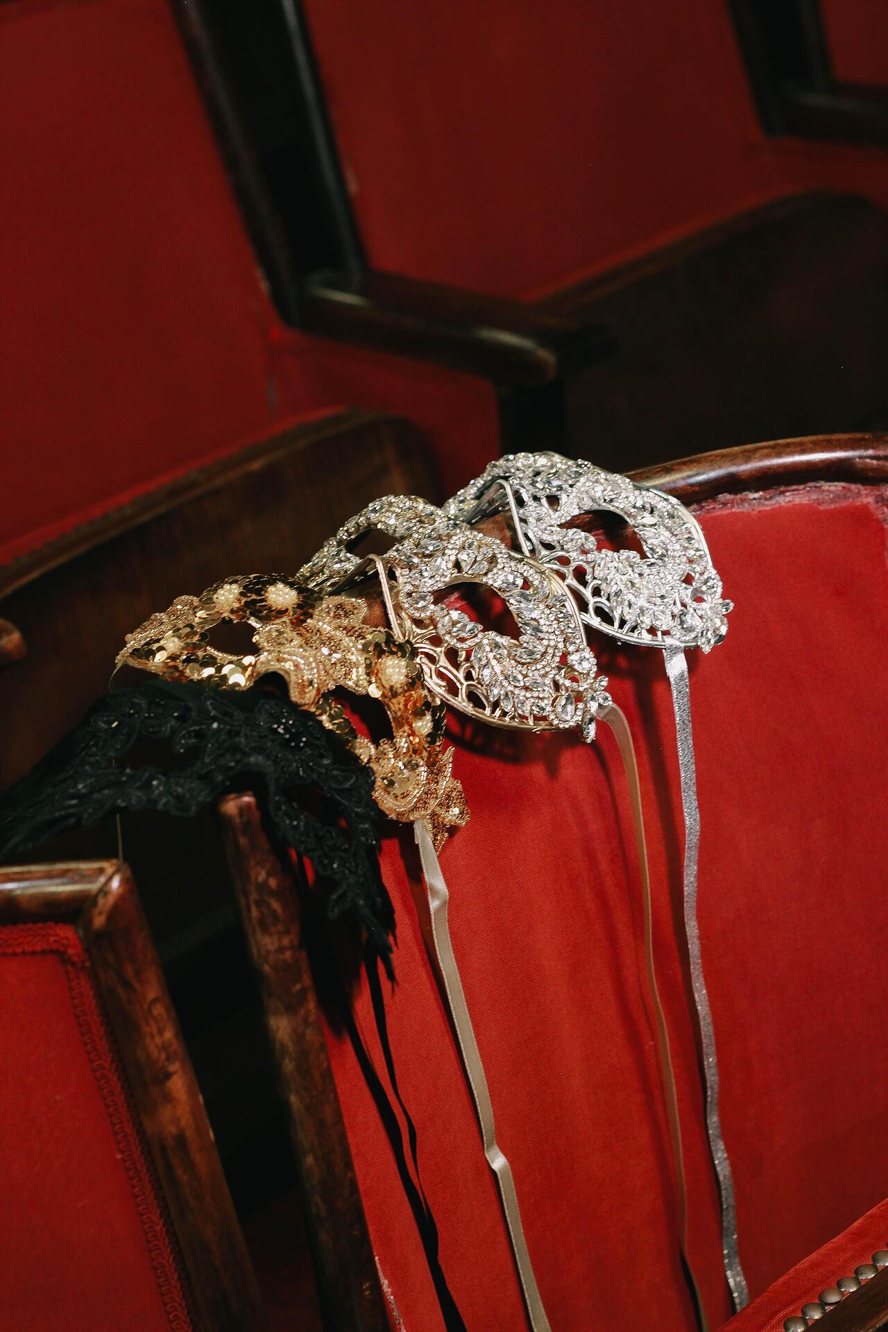 Golden stage mask with stones: Masquerade